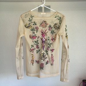 Sheer long sleeved top, size M